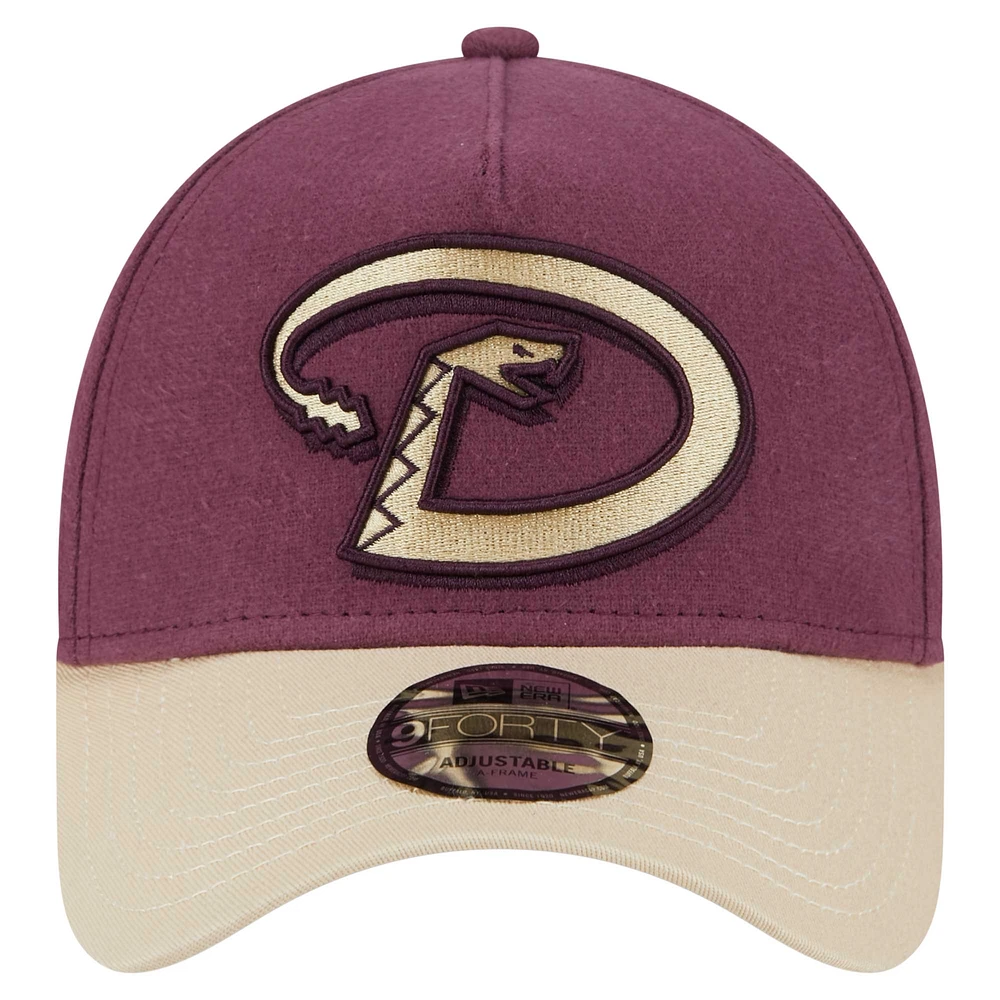 Casquette ajustable A-Frame 9FORTY en moleskine pour homme New Era Maroon Arizona Diamondbacks