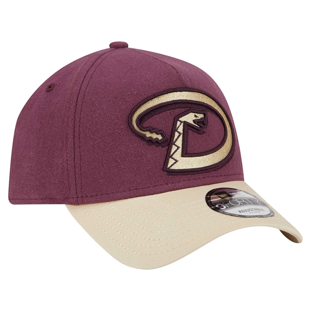 Casquette ajustable A-Frame 9FORTY en moleskine pour homme New Era Maroon Arizona Diamondbacks