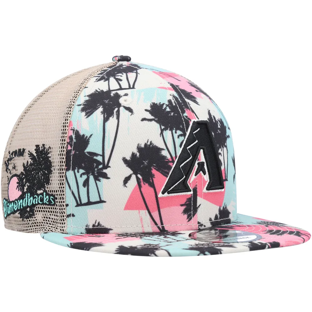 New Era Men's Natural Miami Marlins Retro Beachin' Trucker 9FIFTY Snapback  Hat