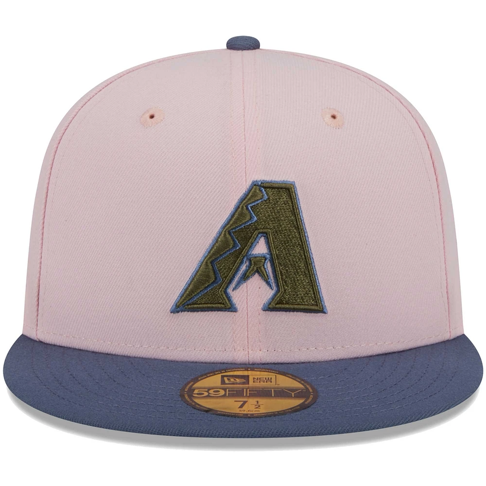 Casquette ajustée 59FIFTY avec sous-visière olive des Diamondbacks de l'Arizona New Era pour homme, rose/bleu