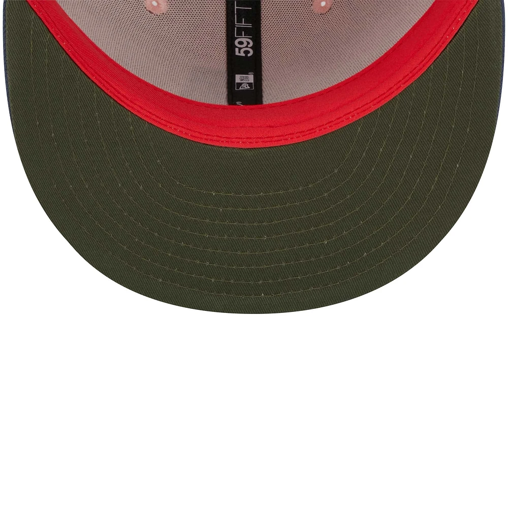 Casquette ajustée 59FIFTY avec sous-visière olive des Diamondbacks de l'Arizona New Era pour homme, rose/bleu