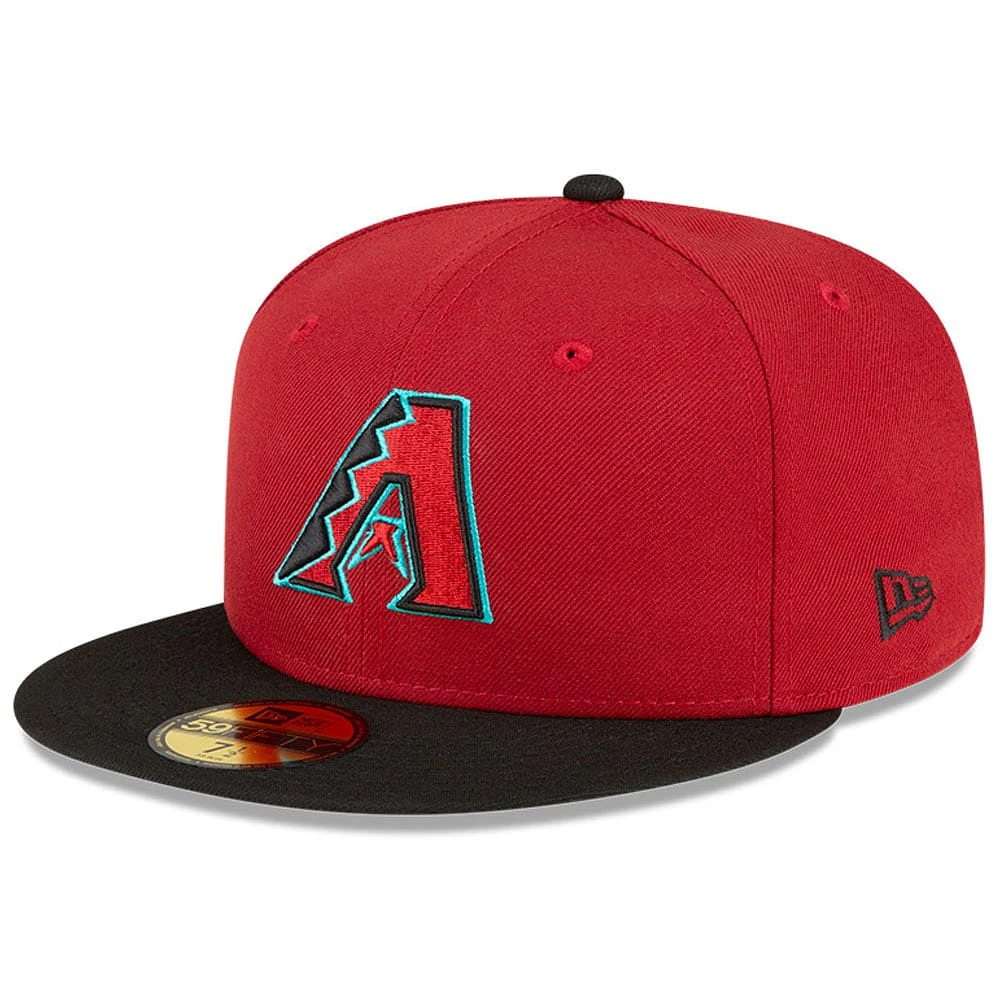 Casquette ajustée 59FIFTY du Temple de la renommée baseball national des Diamondbacks l'Arizona New Era rouge pour hommes