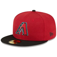 Casquette ajustée 59FIFTY du Temple de la renommée baseball national des Diamondbacks l'Arizona New Era rouge pour hommes