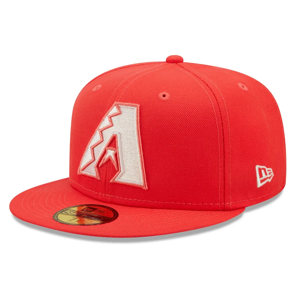 Men's New Era Red Arizona Diamondbacks Lava Highlighter Logo 59FIFTY Fitted Hat