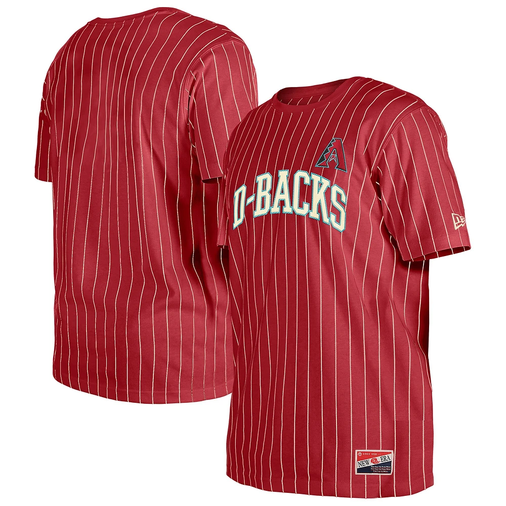 T-shirt à rayures rétro New Era rouge des Diamondbacks de l'Arizona pour homme