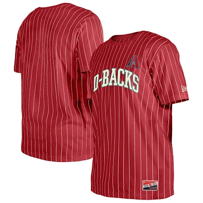 T-shirt à rayures rétro New Era rouge des Diamondbacks de l'Arizona pour homme