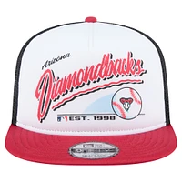 Men's New Era White/Red Arizona Diamondbacks Retro Script Trucker 9FIFTY Snapback Hat