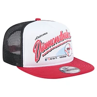 Men's New Era White/Red Arizona Diamondbacks Retro Script Trucker 9FIFTY Snapback Hat