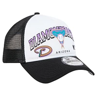 Men's New Era White Arizona Diamondbacks Retro Wordmark 9FORTY A-Frame Trucker Adjustable Hat