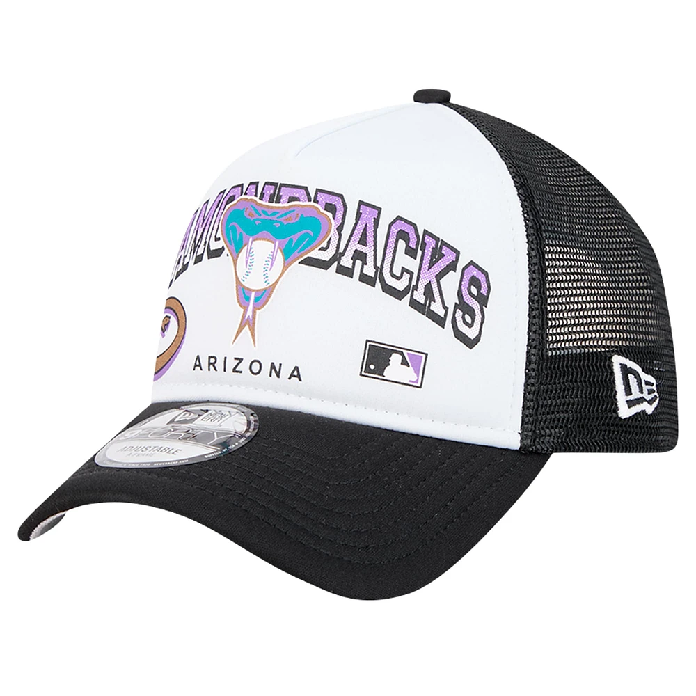 Men's New Era White Arizona Diamondbacks Retro Wordmark 9FORTY A-Frame Trucker Adjustable Hat