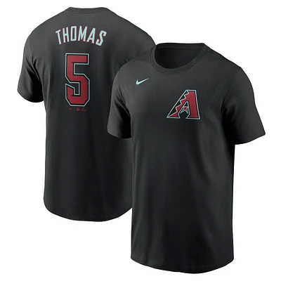 T-shirt avec nom et numéro Nike Alek Thomas pour homme, noir, Arizona Diamondbacks 2024 Fuse