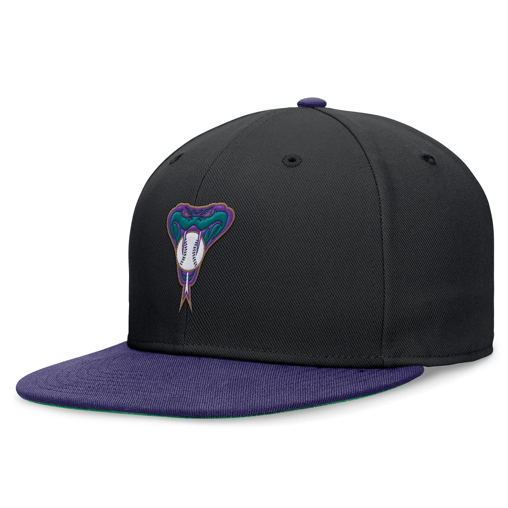 Casquette ajustée Nike pour hommes, noir/violet, Arizona Diamondbacks Rewind Cooperstown True Performance