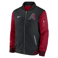 Veste aviateur entièrement zippée Nike Dugout pour homme, collection authentique, Arizona Diamondbacks, noir/rouge