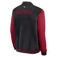 Veste aviateur entièrement zippée Nike Dugout pour homme, collection authentique, Arizona Diamondbacks, noir/rouge