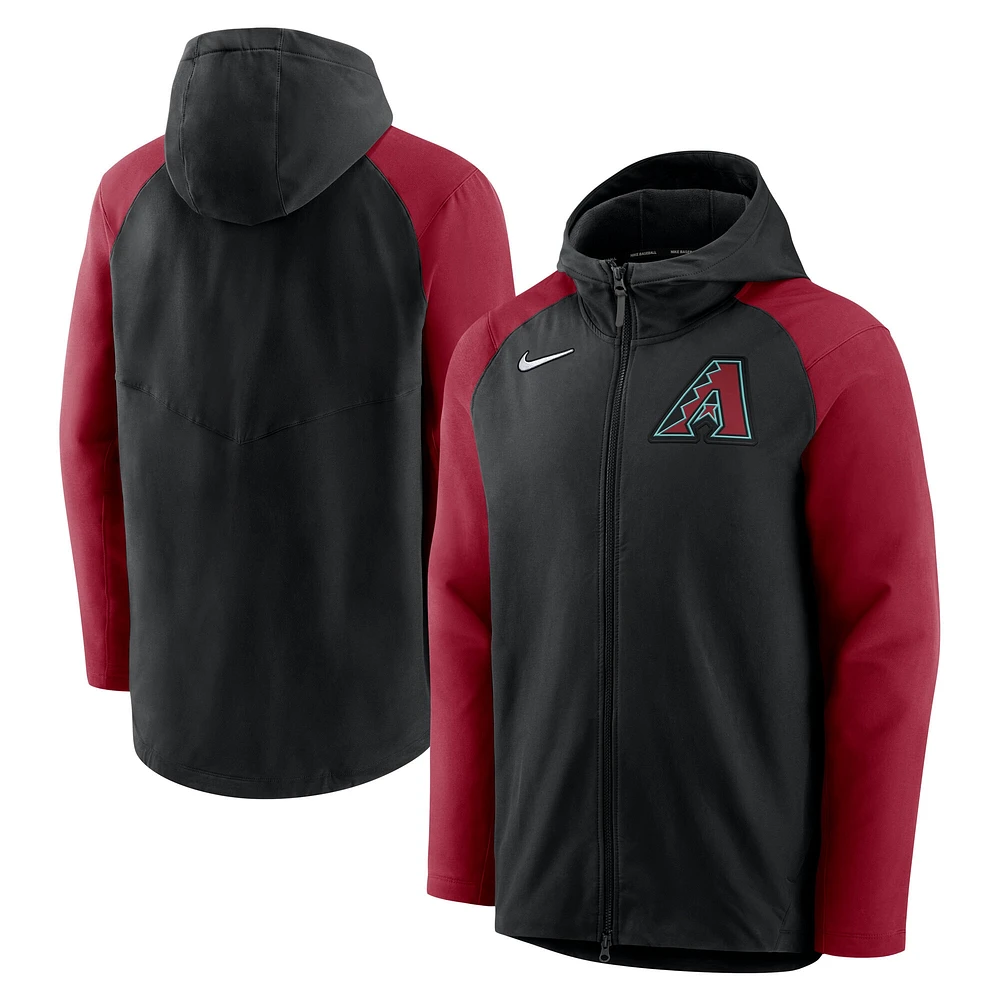 Men's Nike Black/Red Arizona Diamondbacks Authentic Collection Player Performance Full-Zip Hoodie