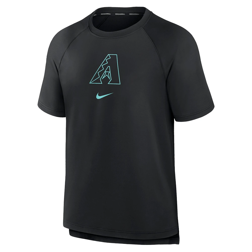 T-shirt de performance raglan d'avant-match Nike pour homme, noir, Arizona Diamondbacks Authentic Collection