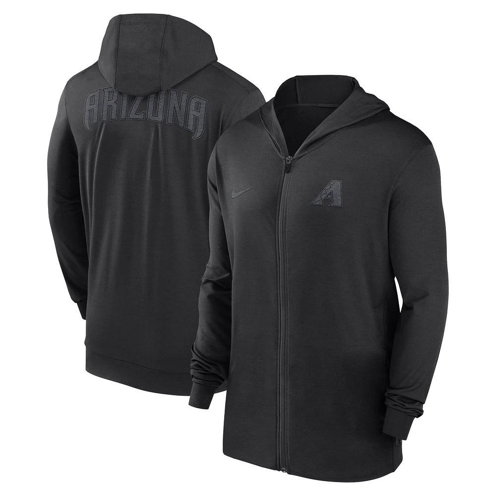 Sweat à capuche léger entièrement zippé Nike Arizona Diamondbacks Authentic Collection Travel Performance pour homme, noir