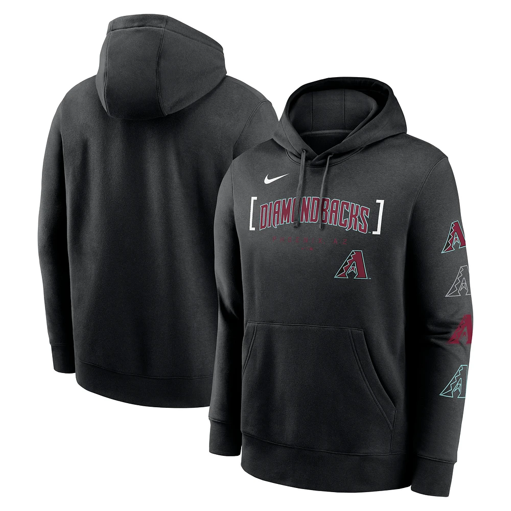 Sweat à capuche Nike Club Stack pour homme, noir, Arizona Diamondbacks