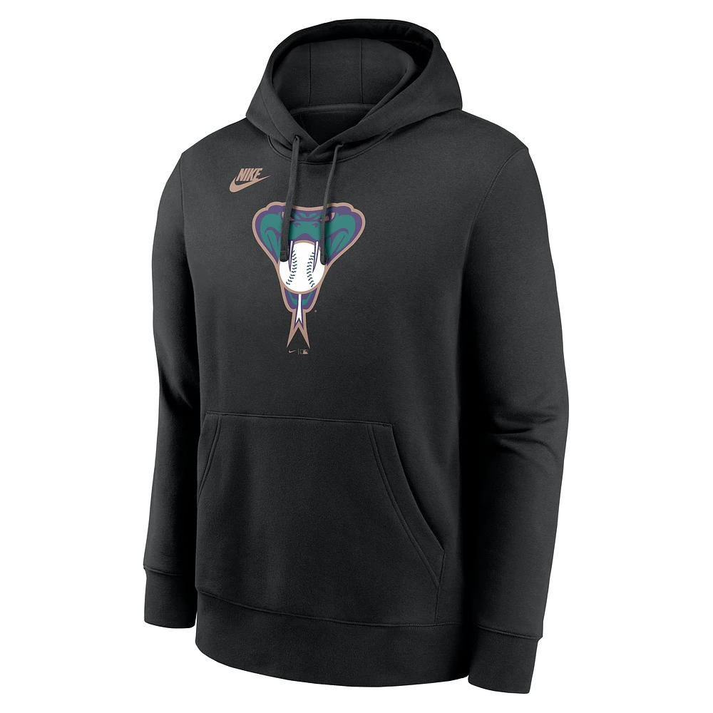 Men's Nike Black Arizona Diamondbacks Cooperstown Collection Logo Club Pullover Hoodie