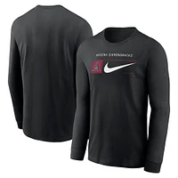 T-shirt à manches longues Nike Arizona Diamondbacks noir pour homme avec logo local Swoosh Lockup