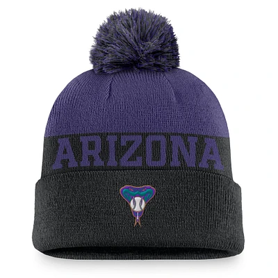 Bonnet en tricot à revers Nike Black Arizona Diamondbacks Rewind Peak avec pompon pour homme