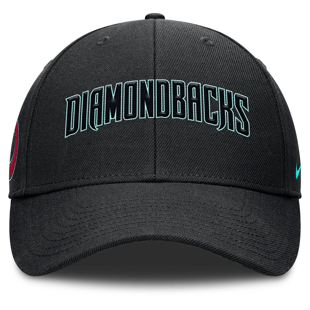 Casquette ajustable Nike Rise Gaberdine pour homme, noire, Arizona Diamondbacks