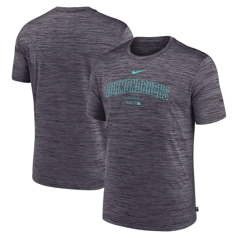 T-shirt Nike Charcoal Arizona Diamondbacks Authentic Collection Velocity Performance Practice pour homme