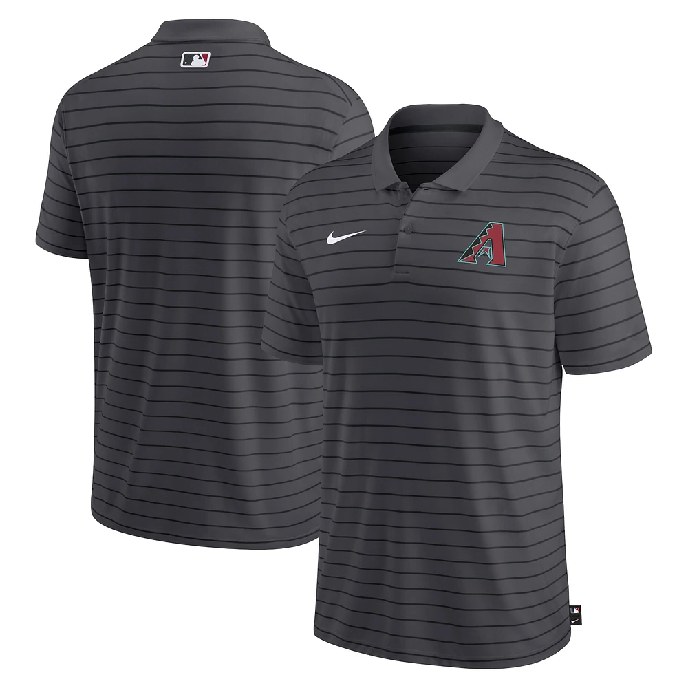 Polo de performance à rayures Victory la collection authentique Nike Charcoal Arizona Diamondbacks pour hommes