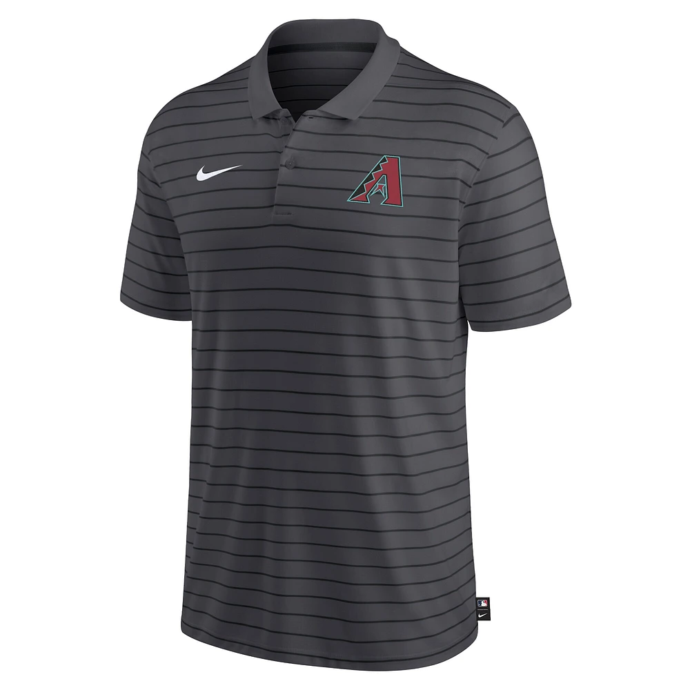Polo de performance à rayures Victory la collection authentique Nike Charcoal Arizona Diamondbacks pour hommes