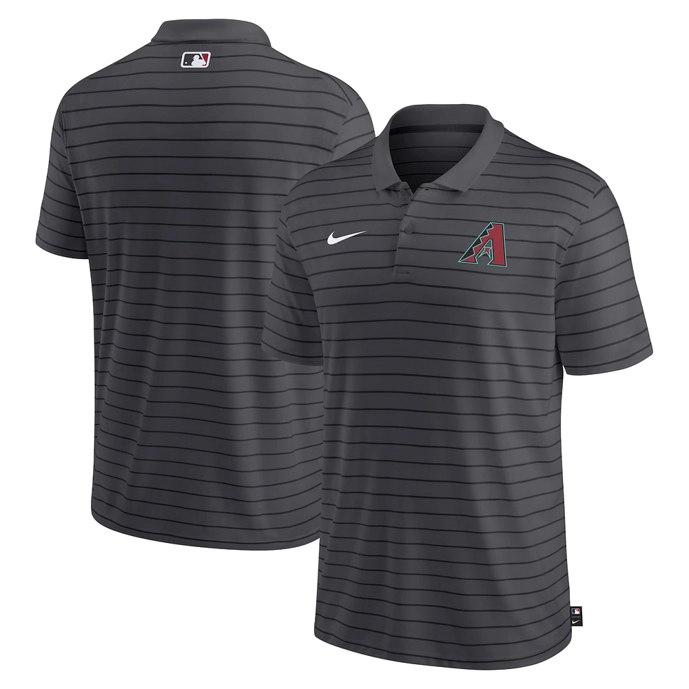 Polo de performance à rayures Victory la collection authentique Nike Charcoal Arizona Diamondbacks pour hommes