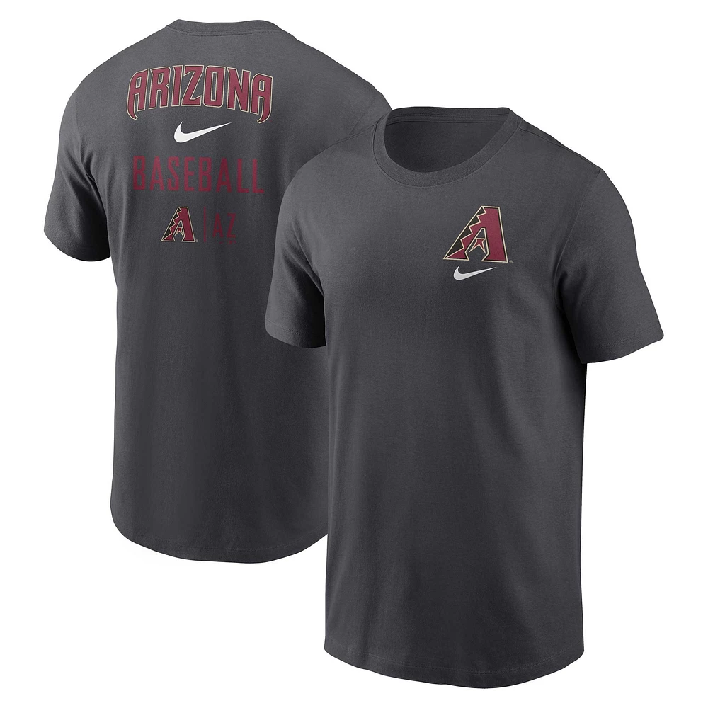 T-shirt Nike Charcoal Arizona Diamondbacks Logo Sketch Bar pour homme