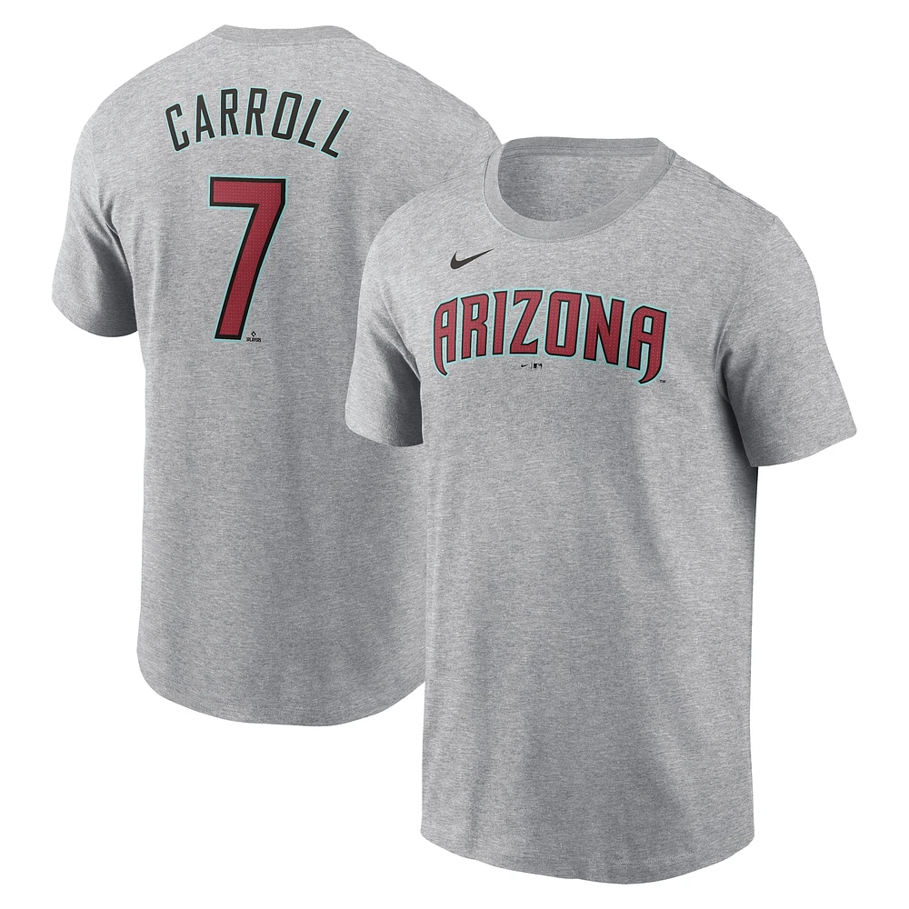 Men's Nike Corbin Carroll Heather Gray Arizona Diamondbacks Fuse Name & Number T-Shirt