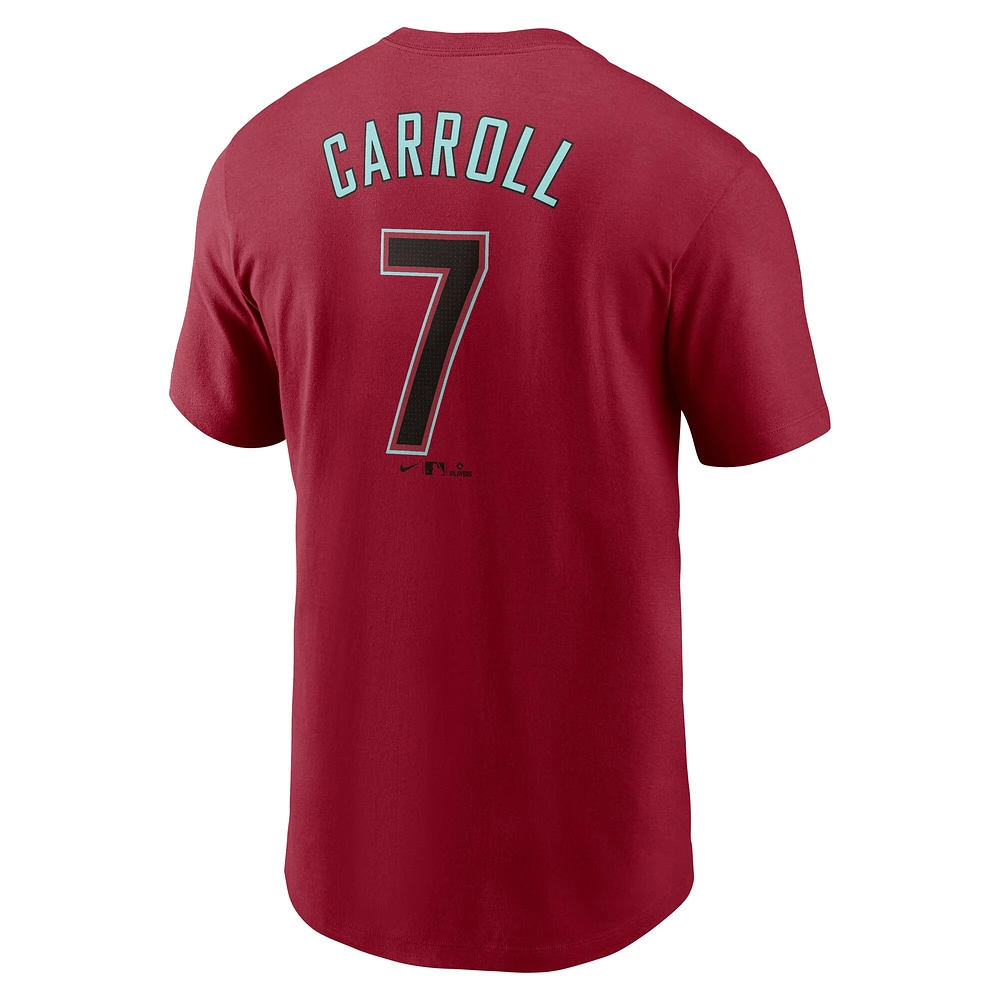 T-shirt Nike Corbin Carroll pour homme avec nom et numéro Fuse des Diamondbacks de l'Arizona rouge