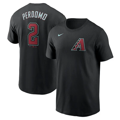 T-shirt avec nom et numéro Nike Geraldo Perdomo pour homme, noir, Arizona Diamondbacks 2024 Fuse