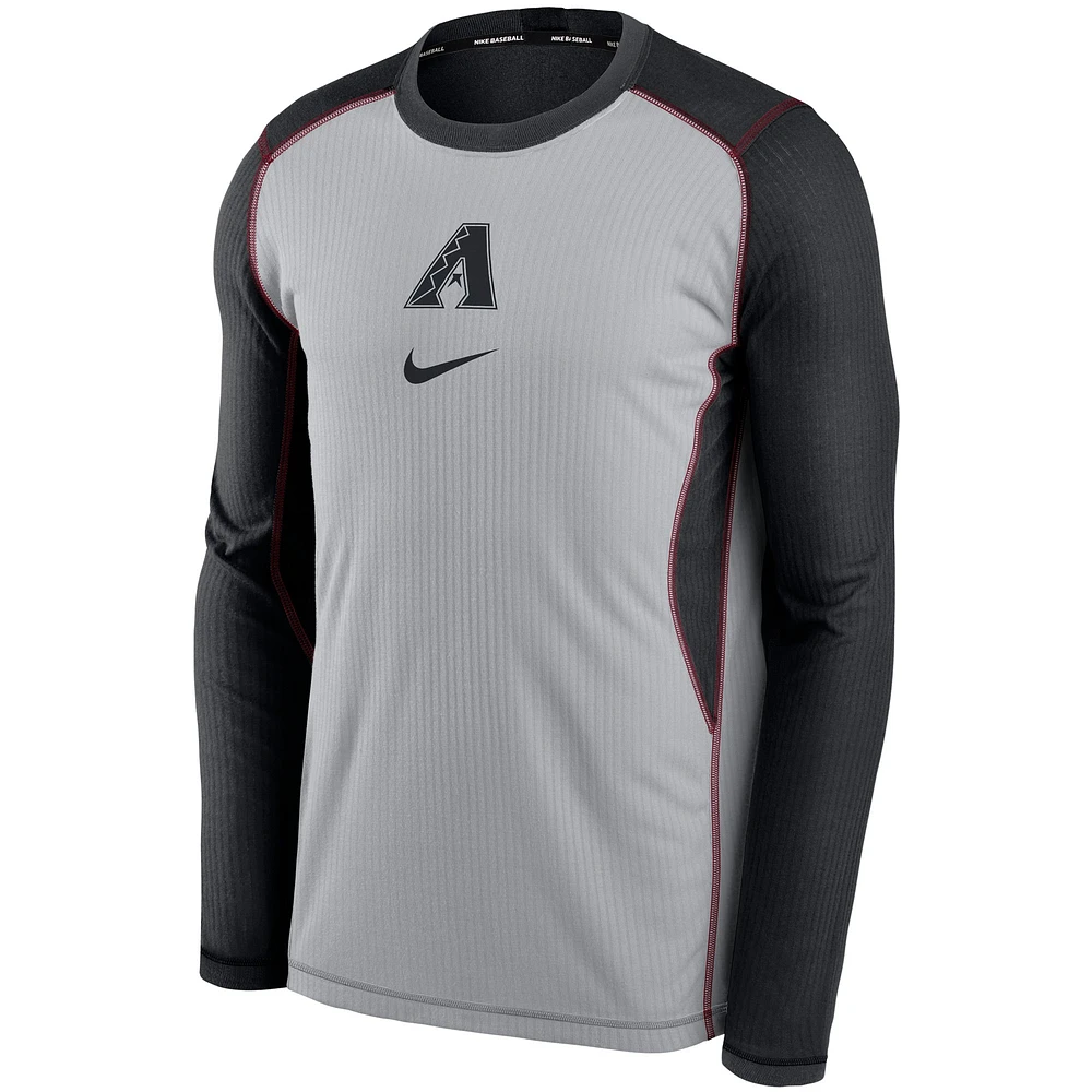 Men's Nike Gray/Black Arizona Diamondbacks Authentic Collection Game Performance Pullover Sweatshirt