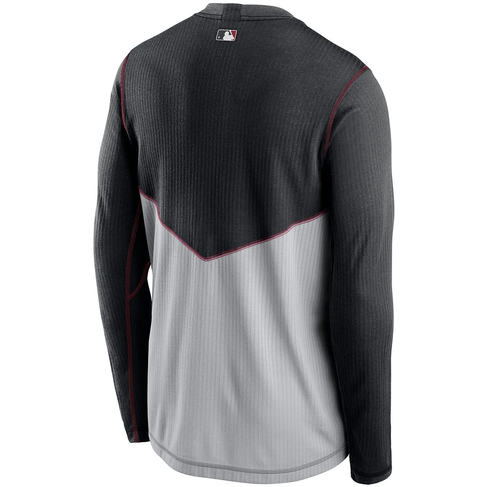 Men's Nike Gray/Black Arizona Diamondbacks Authentic Collection Game Performance Pullover Sweatshirt