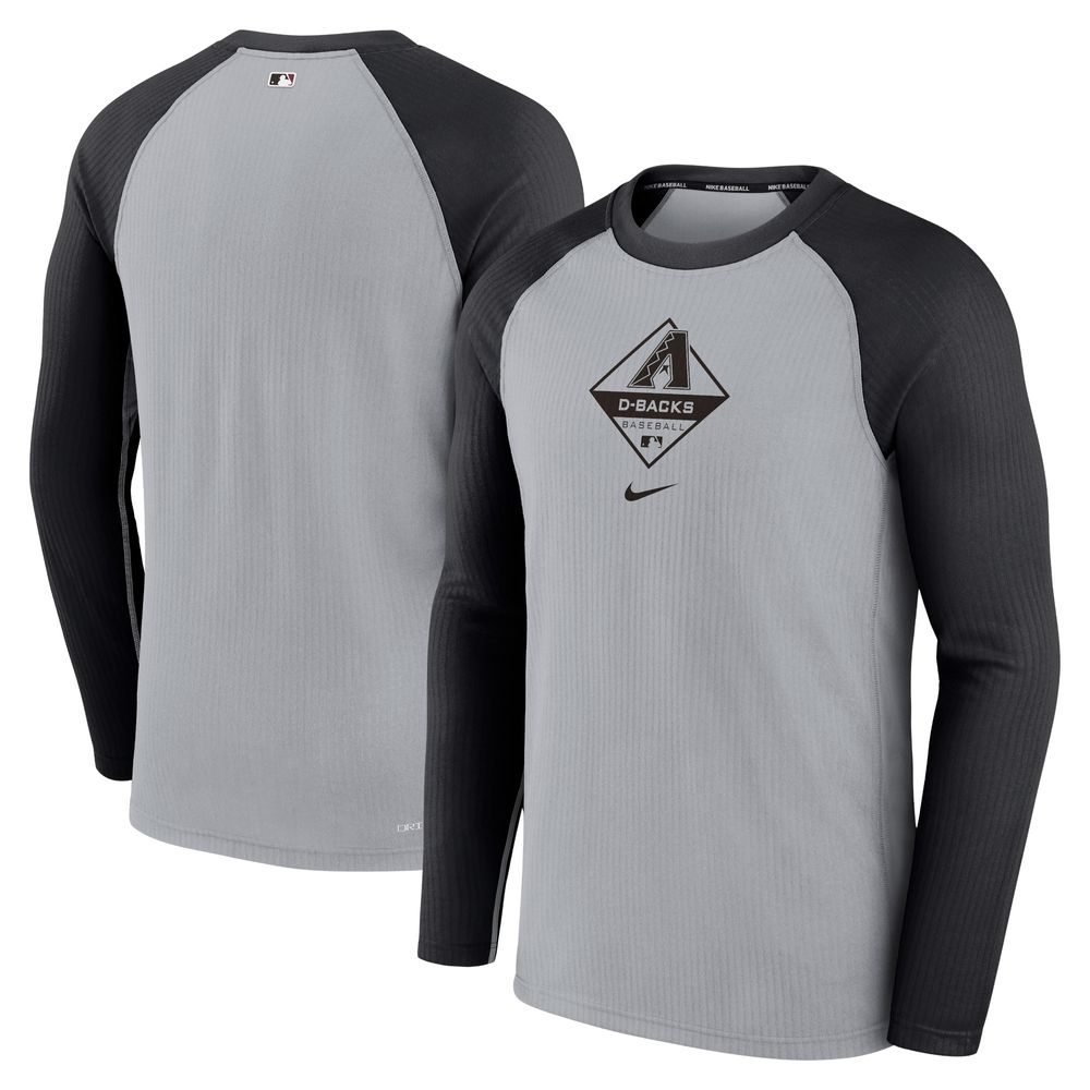 Men's Nike Gray/ Arizona Diamondbacks Game Authentic Collection Performance Raglan Long Sleeve T-Shirt