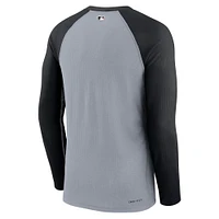 T-shirt à manches longues Nike pour hommes, gris, Arizona Diamondbacks Authentic Collection Game Raglan Performance