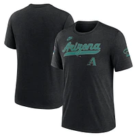 T-shirt Nike noir chiné pour homme, collection Cooperstown, Arizona Diamondbacks, motif tri-blend Eras
