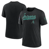 T-shirt Nike noir chiné pour homme, collection Cooperstown, Arizona Diamondbacks, motif tri-blend Eras