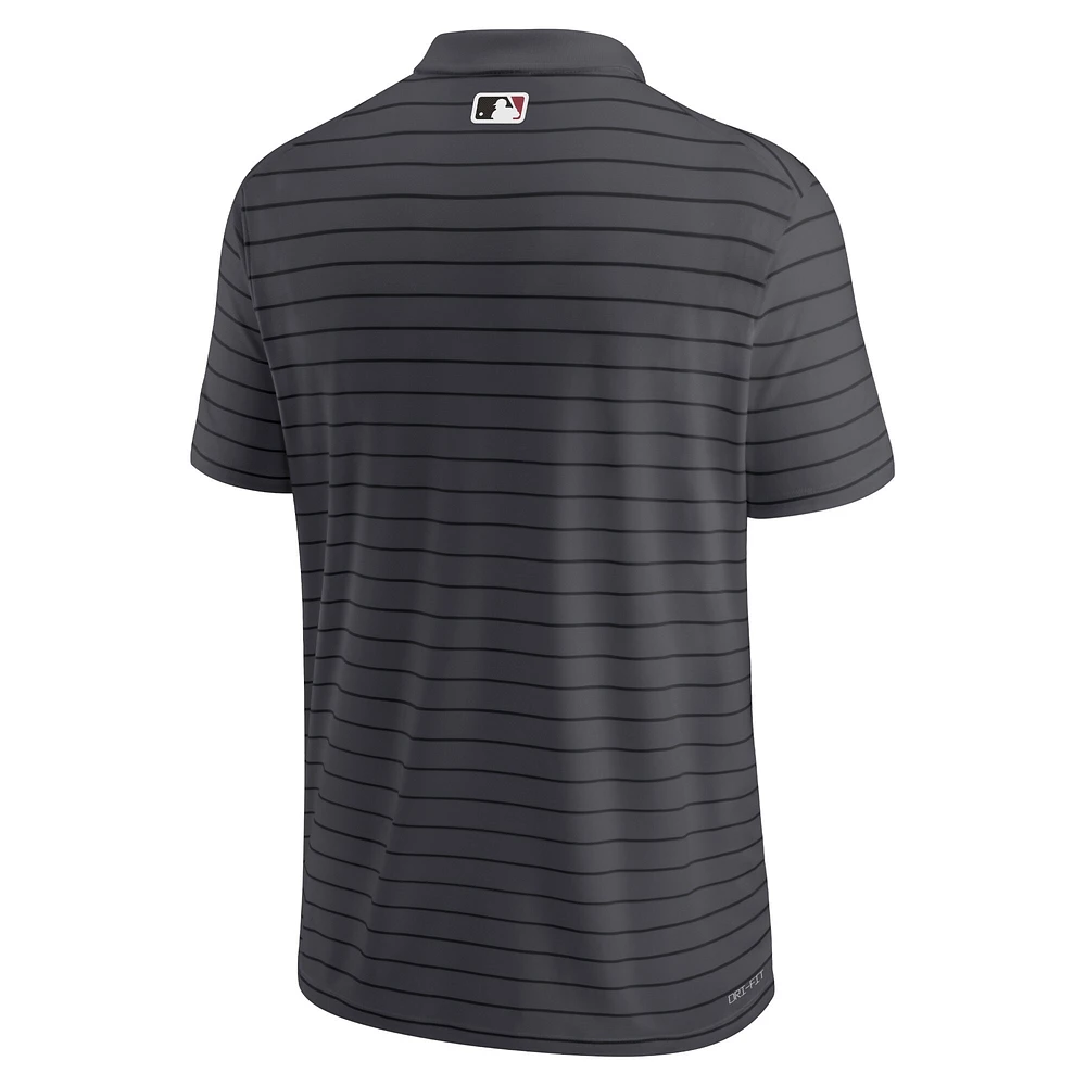 Polo de performance à rayures Victoire pour homme Nike Heather Charcoal Arizona Diamondbacks Authentic Collection