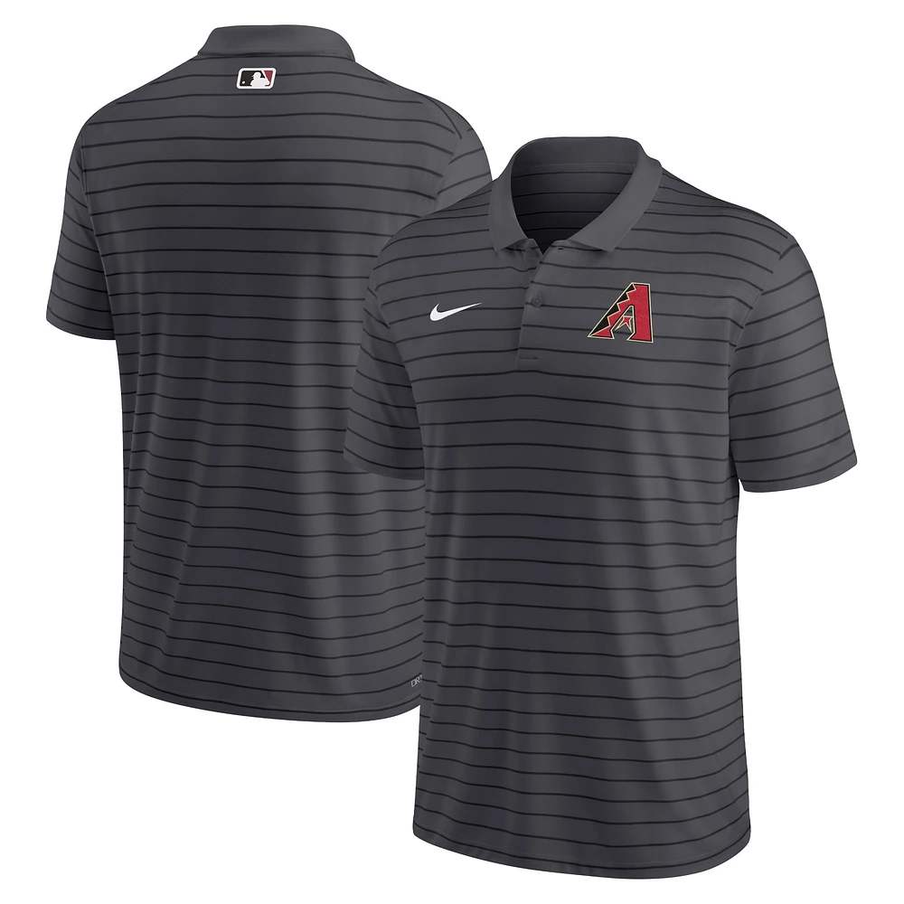 Polo de performance à rayures Victoire pour homme Nike Heather Charcoal Arizona Diamondbacks Authentic Collection