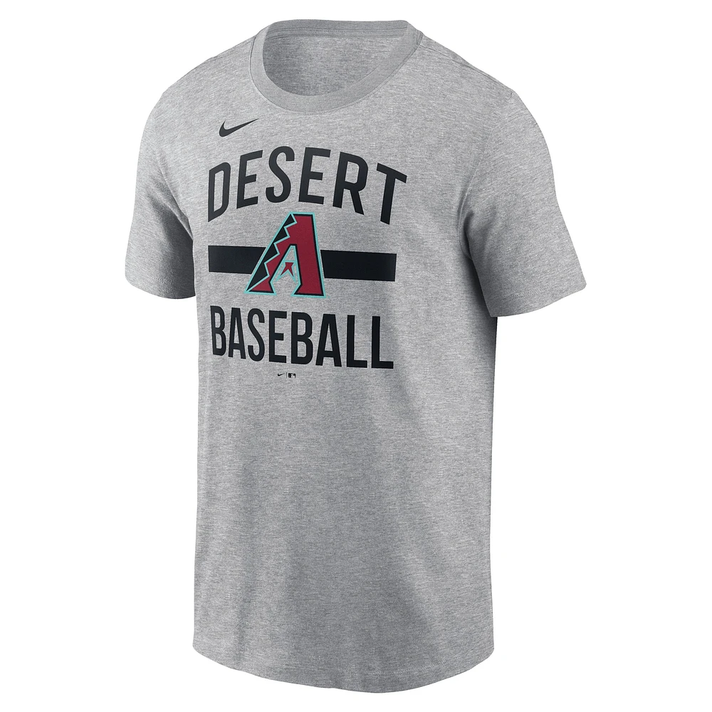 T-shirt arqué Nike Heather Grey pour homme des Diamondbacks de l'Arizona