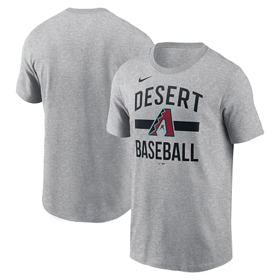 T-shirt arqué Nike Heather Grey pour homme des Diamondbacks de l'Arizona