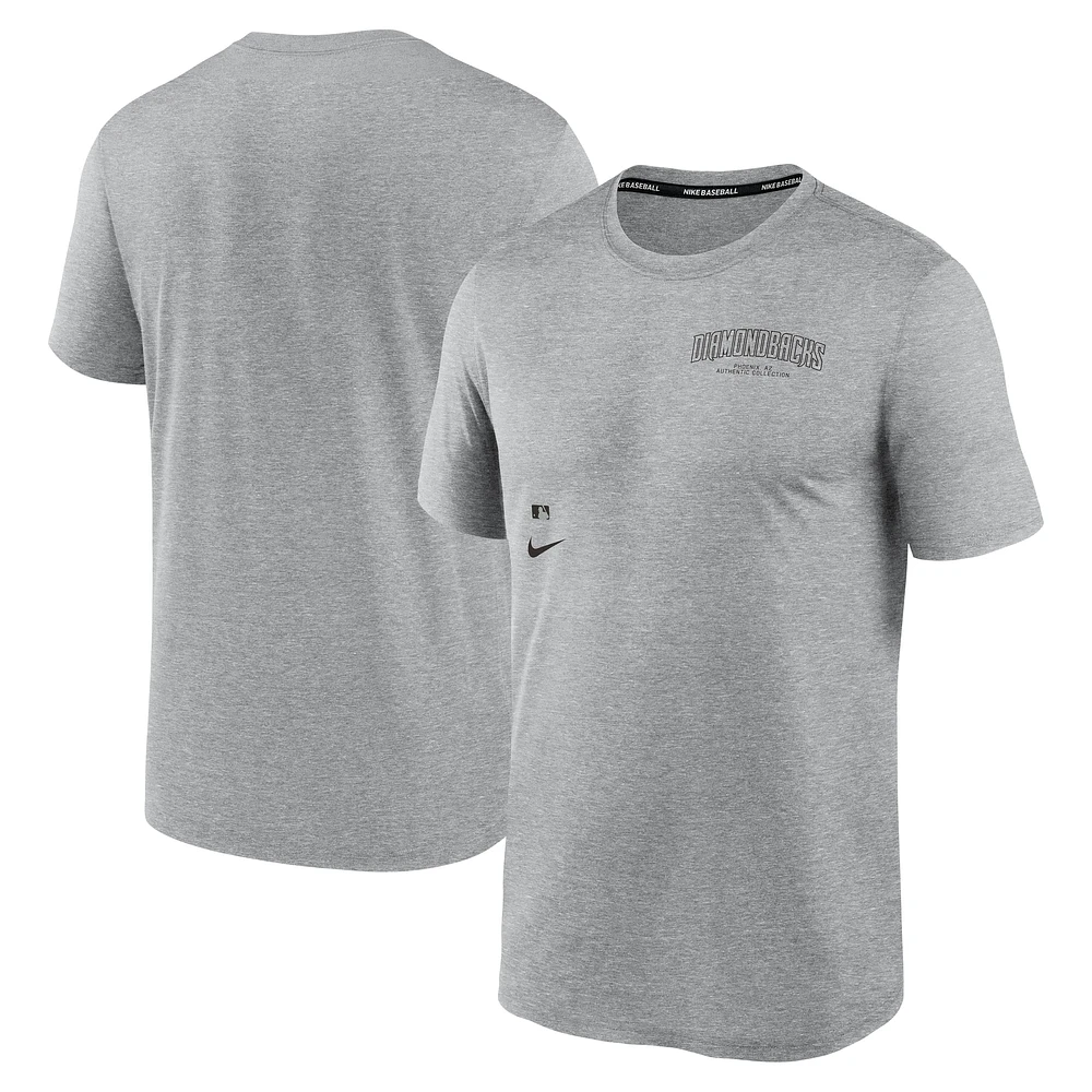 T-shirt Nike Heather Grey Authentic Collection pour homme Arizona Diamondbacks Performance Early Work Tri-Blend