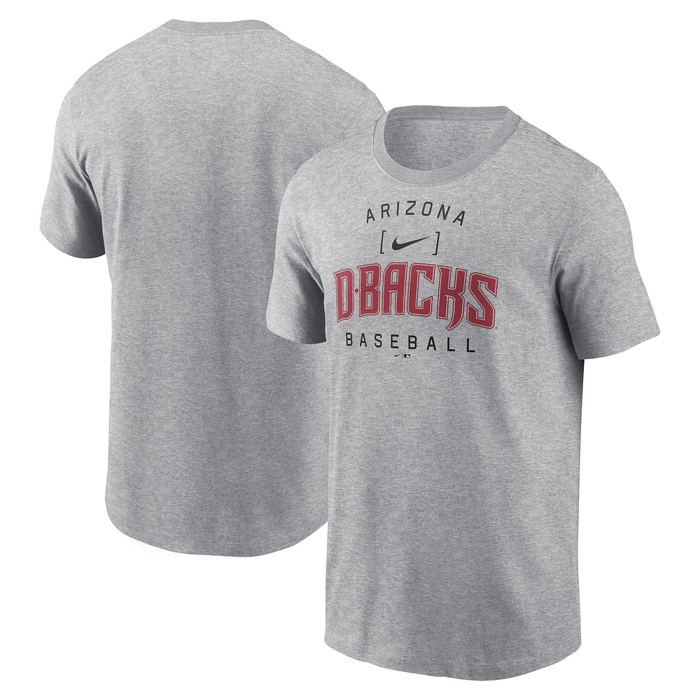 T-shirt Nike Heather Grey Arizona Diamondbacks Home Team Athletic Arch pour homme