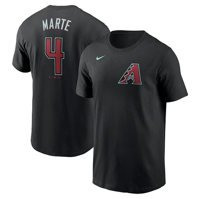 T-shirt avec nom et numéro Nike Ketel Marte pour homme, noir, Arizona Diamondbacks 2024 Fuse