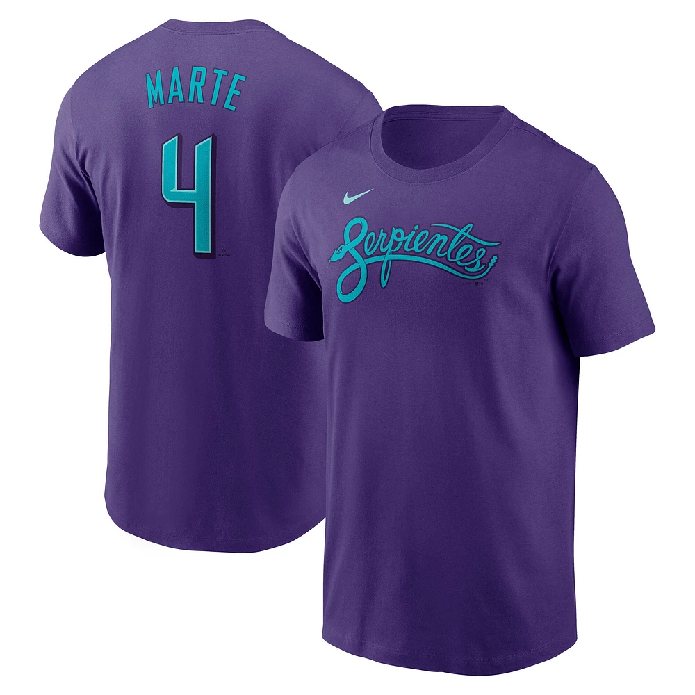 T-shirt Nike Ketel Marte violet pour homme, Arizona Diamondbacks 2025 City Connect Fuse, avec nom et numéro