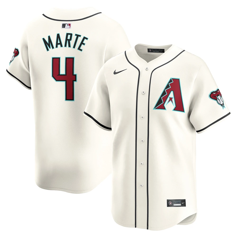 Maillot de joueur Nike Ketel Marte pour hommes, blanc, Arizona Diamondbacks Home Limited Player