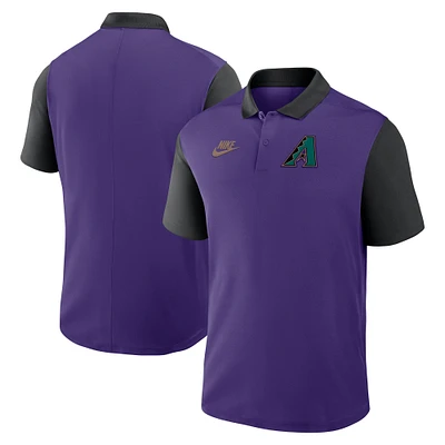 Men's Nike Purple/Black Arizona Diamondbacks Cooperstown Collection Color-Block Victory Performance Polo